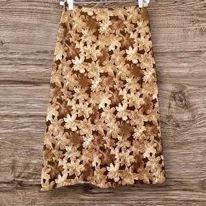 Banana Republic Floral Midi Skirt in Brown and Cream